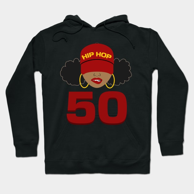 Hip Hop is 50 | 50th Anniversary Afro Puffs Women Hoodie by blackartmattersshop